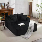 Chaise longue extragrande de pana beige/negra/gris/verde/blanca, sofá deshuesado para 2 personas con 4 almohadas