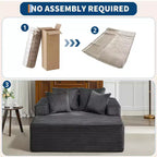 Chaise longue extragrande de pana beige/negra/gris/verde/blanca, sofá deshuesado para 2 personas con 4 almohadas