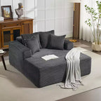 Chaise longue extragrande de pana beige/negra/gris/verde/blanca, sofá deshuesado para 2 personas con 4 almohadas