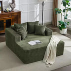 Chaise longue extragrande de pana beige/negra/gris/verde/blanca, sofá deshuesado para 2 personas con 4 almohadas