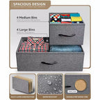 Cómoda de tela de 8 cajones multicolor con estructura de acero y tapa de madera