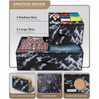 Cómoda de tela de 8 cajones multicolor con estructura de acero y tapa de madera