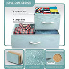 Cómoda de tela de 8 cajones multicolor con estructura de acero y tapa de madera