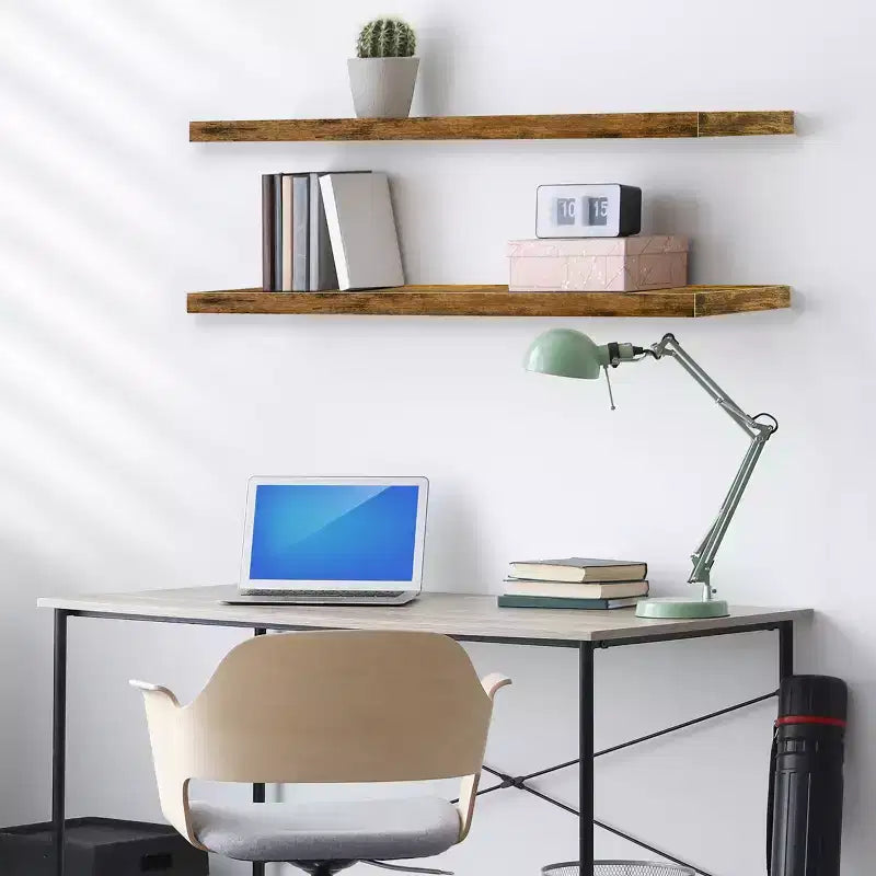 Juego de 2 estantes flotantes de pared — Negro / Marrón / Gris / Arce / Blanco, 119 cm