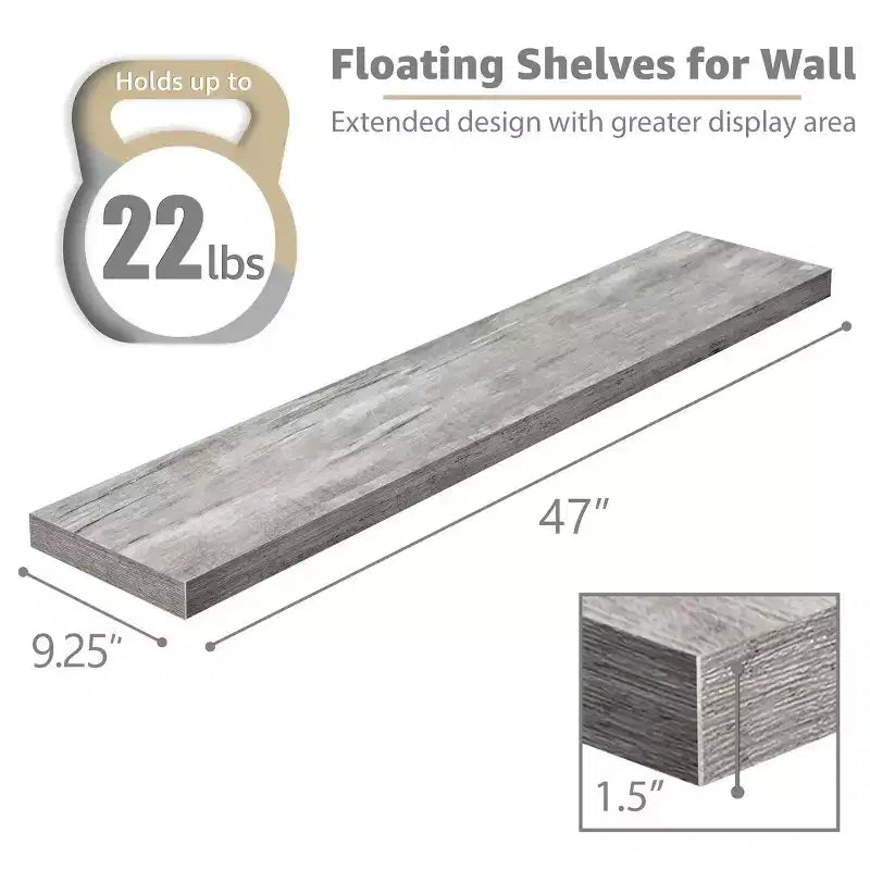 Juego de 2 estantes flotantes de pared — Negro / Marrón / Gris / Arce / Blanco, 119 cm