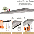 Juego de 2 estantes flotantes de pared — Negro / Marrón / Gris / Arce / Blanco, 119 cm