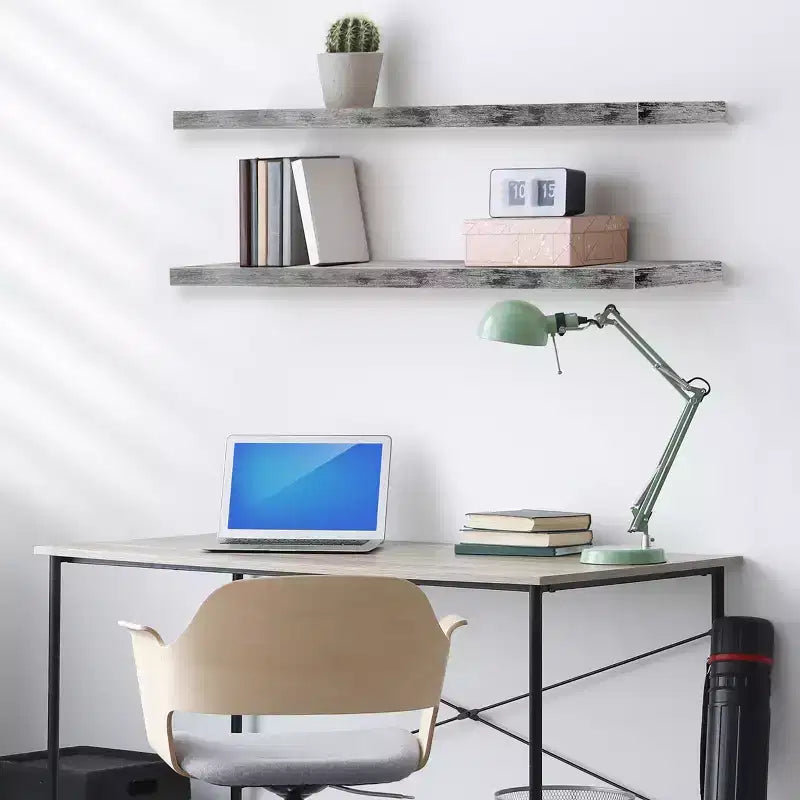 Juego de 2 estantes flotantes de pared — Negro / Marrón / Gris / Arce / Blanco, 119 cm