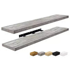 Juego de 2 estantes flotantes de pared — Negro / Marrón / Gris / Arce / Blanco, 119 cm