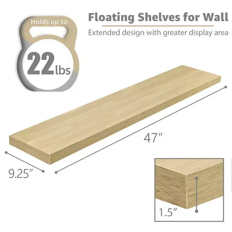 Juego de 2 estantes flotantes de pared — Negro / Marrón / Gris / Arce / Blanco, 119 cm