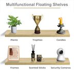 Juego de 2 estantes flotantes de pared — Negro / Marrón / Gris / Arce / Blanco, 119 cm