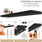 Juego de 2 estantes flotantes de pared — Negro / Marrón / Gris / Arce / Blanco, 119 cm