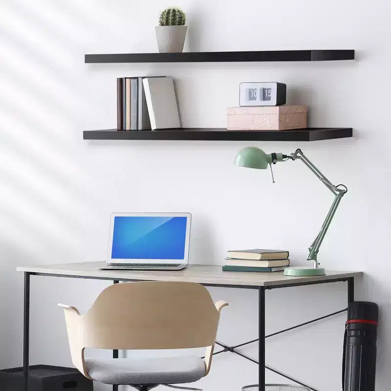 Juego de 2 estantes flotantes de pared — Negro / Marrón / Gris / Arce / Blanco, 119 cm