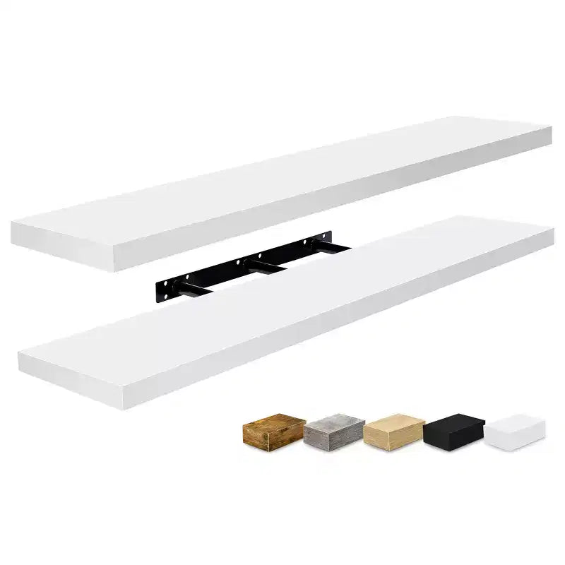 Juego de 2 estantes flotantes de pared — Negro / Marrón / Gris / Arce / Blanco, 119 cm