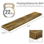 Juego de 2 estantes flotantes de pared — Negro / Marrón / Gris / Arce / Blanco, 119 cm