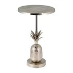Mesa auxiliar de metal común con piña en oro/plata para 1