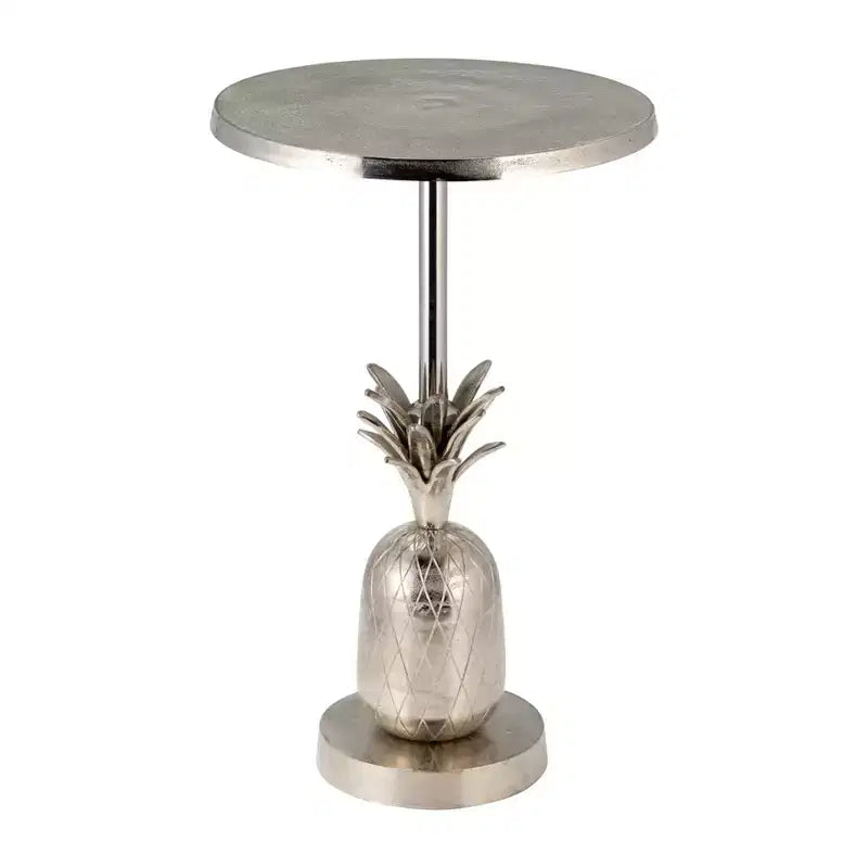 Mesa auxiliar de metal común con piña en oro/plata para 1