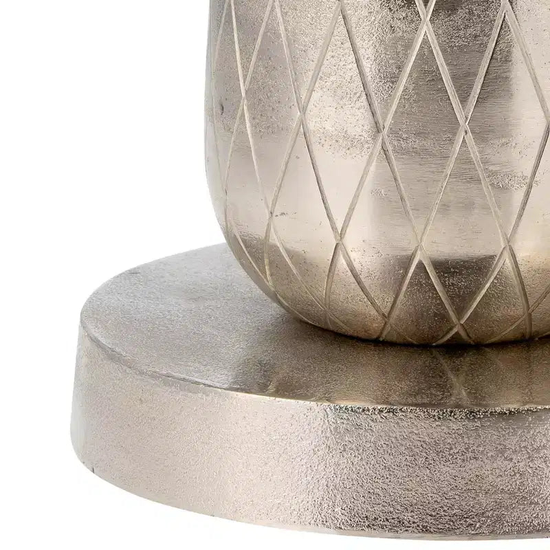 Mesa auxiliar de metal común con piña en oro/plata para 1