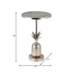 Mesa auxiliar de metal común con piña en oro/plata para 1
