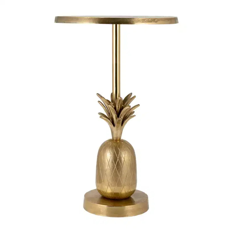 Mesa auxiliar de metal común con piña en oro/plata para 1