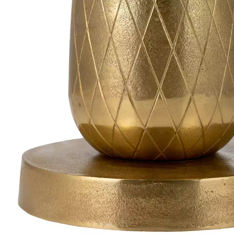 Mesa auxiliar de metal común con piña en oro/plata para 1