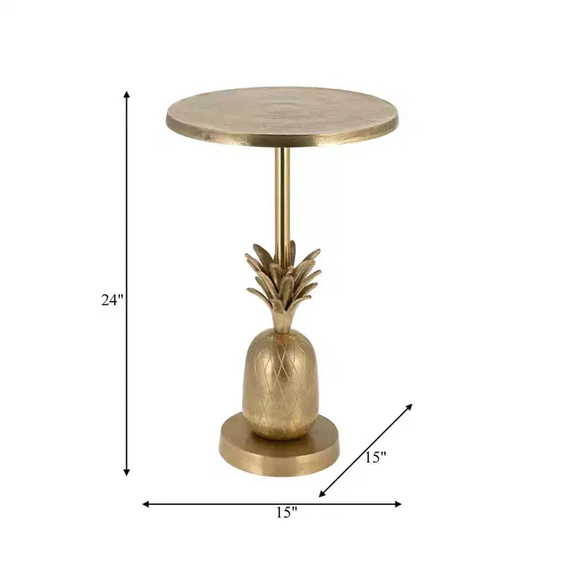 Mesa auxiliar de metal común con piña en oro/plata para 1