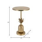 Mesa auxiliar de metal común con piña en oro/plata para 1