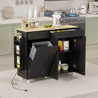 Carrito de isla de cocina blanca con tapa abatible, cajones y armario de almacenamiento