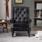 Sillón decorativo con estructura de madera, sillón tapizado, asiento individual — Beige / Negro / Marrón / Marrón oscuro