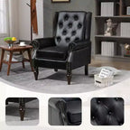 Sillón decorativo con estructura de madera, sillón tapizado, asiento individual — Beige / Negro / Marrón / Marrón oscuro