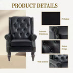 Sillón decorativo con estructura de madera, sillón tapizado, asiento individual — Beige / Negro / Marrón / Marrón oscuro