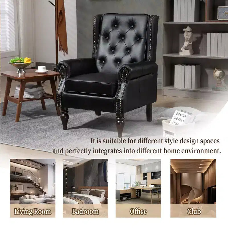 Sillón decorativo con estructura de madera, sillón tapizado, asiento individual — Beige / Negro / Marrón / Marrón oscuro