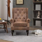Sillón decorativo con estructura de madera, sillón tapizado, asiento individual — Beige / Negro / Marrón / Marrón oscuro