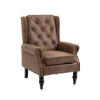 Sillón decorativo con estructura de madera, sillón tapizado, asiento individual — Beige / Negro / Marrón / Marrón oscuro