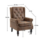 Sillón decorativo con estructura de madera, sillón tapizado, asiento individual — Beige / Negro / Marrón / Marrón oscuro