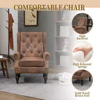 Sillón decorativo con estructura de madera, sillón tapizado, asiento individual — Beige / Negro / Marrón / Marrón oscuro