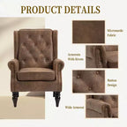 Sillón decorativo con estructura de madera, sillón tapizado, asiento individual — Beige / Negro / Marrón / Marrón oscuro