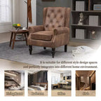 Sillón decorativo con estructura de madera, sillón tapizado, asiento individual — Beige / Negro / Marrón / Marrón oscuro