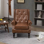 Sillón decorativo con estructura de madera, sillón tapizado, asiento individual — Beige / Negro / Marrón / Marrón oscuro