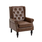 Sillón decorativo con estructura de madera, sillón tapizado, asiento individual — Beige / Negro / Marrón / Marrón oscuro