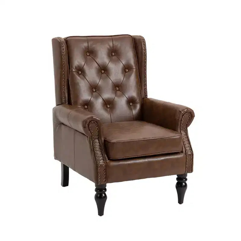 Sillón decorativo con estructura de madera, sillón tapizado, asiento individual — Beige / Negro / Marrón / Marrón oscuro