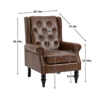 Sillón decorativo con estructura de madera, sillón tapizado, asiento individual — Beige / Negro / Marrón / Marrón oscuro