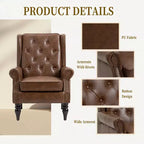 Sillón decorativo con estructura de madera, sillón tapizado, asiento individual — Beige / Negro / Marrón / Marrón oscuro