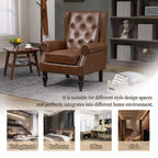 Sillón decorativo con estructura de madera, sillón tapizado, asiento individual — Beige / Negro / Marrón / Marrón oscuro