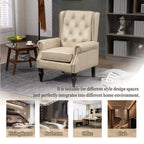 Sillón decorativo con estructura de madera, sillón tapizado, asiento individual — Beige / Negro / Marrón / Marrón oscuro