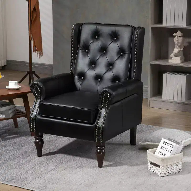 Sillón decorativo con estructura de madera, sillón tapizado, asiento individual — Beige / Negro / Marrón / Marrón oscuro