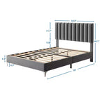 Base de cama tapizada gris con cabecero ajustable – Matrimonial / Queen