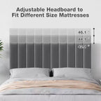 Base de cama tapizada gris con cabecero ajustable – Matrimonial / Queen