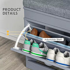 Banco zapatero acolchado (negro/gris/blanco) con 2 cajones – Capacidad para 8 pares