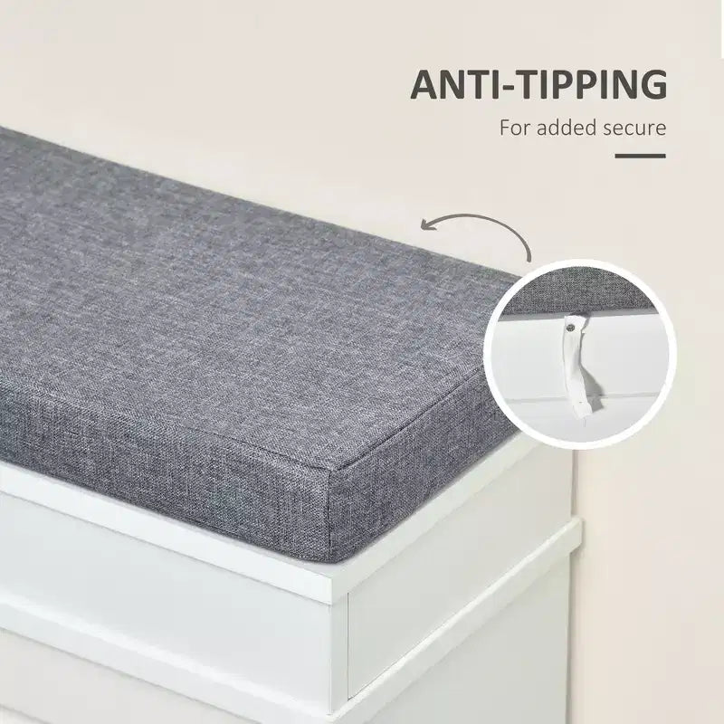 Banco zapatero acolchado (negro/gris/blanco) con 2 cajones – Capacidad para 8 pares