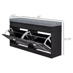 Banco zapatero acolchado (negro/gris/blanco) con 2 cajones – Capacidad para 8 pares
